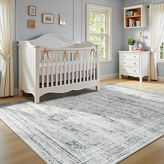 Washable Grey White Area Rugs 6x9 - Image 6