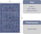 GENIMO 6x9 Washable Area Rug, Non-Slip Vintage Boho Floral Carpet, Soft - Image 2