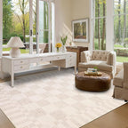 GarveeHome Beige Checkered Rug 5×7 Area Rugs - Image 2