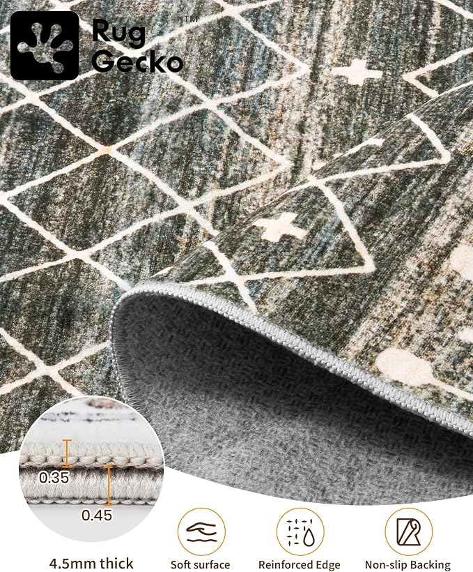 Miukiki 10x14 Area Rugs for Living Room Moroccan Washable Rugs Non Slip Indoor - Image 3