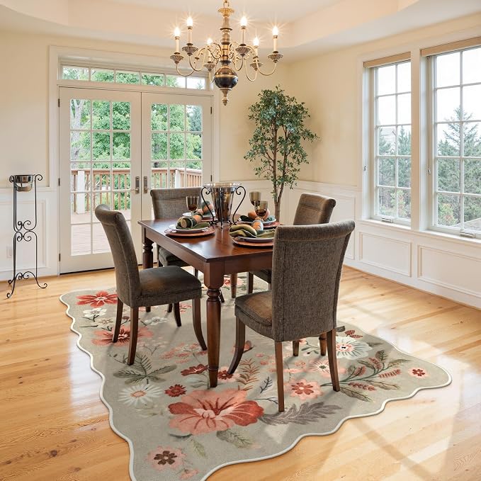 Lahome Floral Washable Rugs for Living Room, 5x7 Area Rugs Soft Non-Slip Stain - Image 2