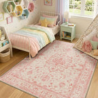 RELEANY Area Rugs 5'x7' Washable Non-Slip, Floral Vintage Distress Medallion - Image 3
