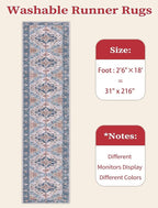 SERISSA Runner Rug for Hallways, Extra Long Boho Rug Ultra Soft Vintage Blue - Image 6