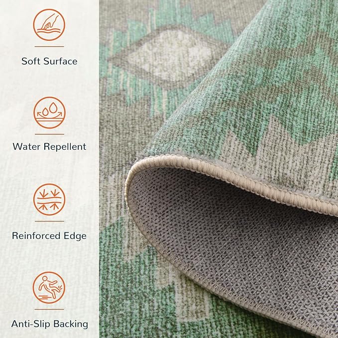 BESTSWEETIE Area Rug 9x12 Rug Machine Washable Non-Slip Low Pile Print Pattern - Image 3