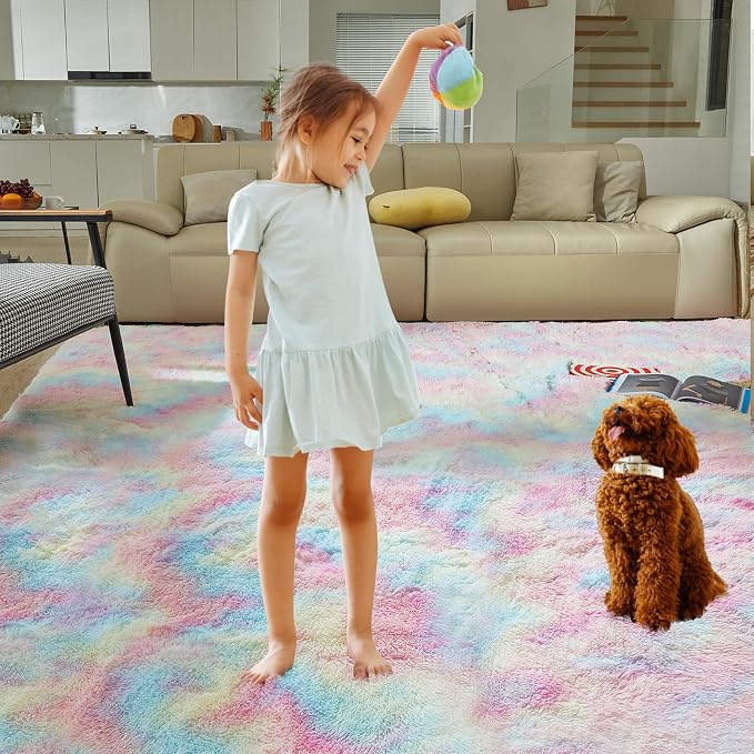 Ultra Soft Rug for Living Room, 5X8 Fluffy Shag Area Rug for Bedroom, Modern - Image 5