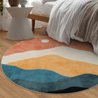 Abstract Round Rug for Bedroom 4ft, Faux Wool Soft Area Circle Area Rug - Image 9