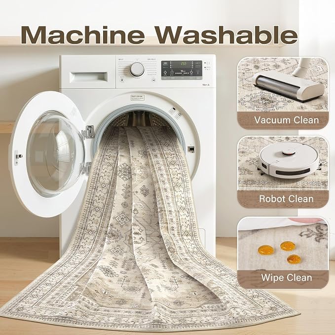 3x5 Washable Area Rug, Large Rugs - Image 9