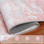 Pink Rug Carpet 8x10 Area Rugs for Bedroom Girls: Washable Modern Rug for - Image 4