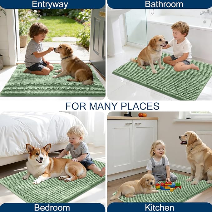 OLANLY Dog Door Mat for Muddy Paws 30x20, Ultra Absorbent Chenille Mud Doormat - Image 8