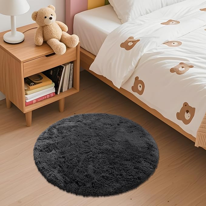 OLANLY Black Round Rugs for Bedroom - Image 3