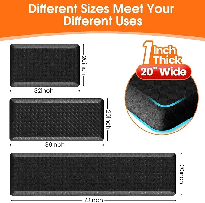 StepRite 1” Thick Kitchen Mats for Floor, Anti Fatigue Kitchen Rugs, Heavy Duty - Image 8