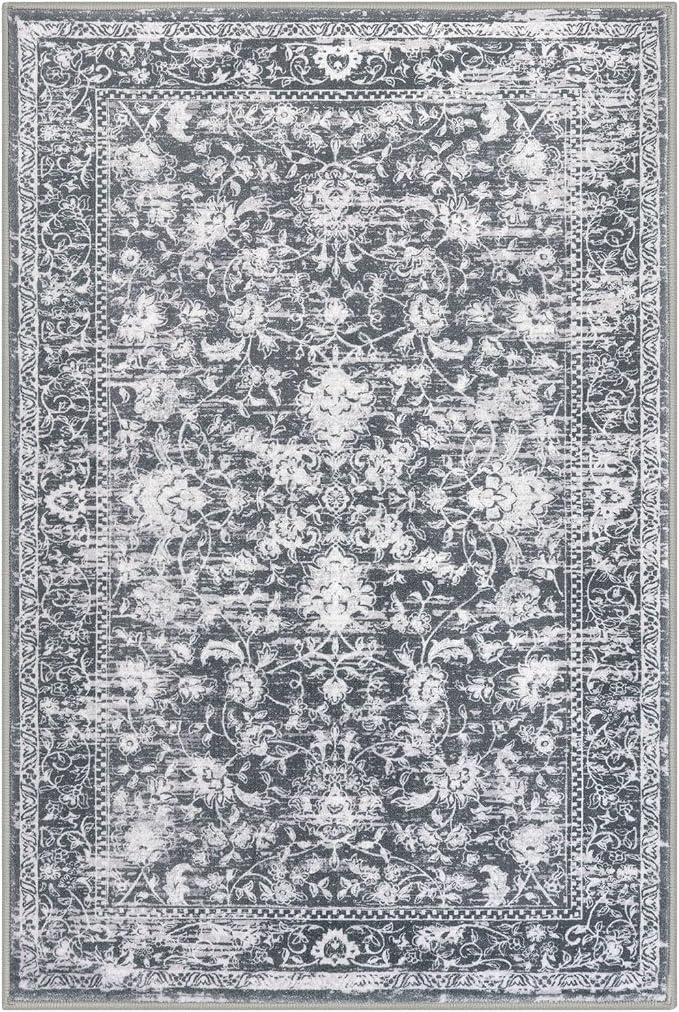 KILOCOCO Area Rug 6x9 Living Room Rug Washable Printed Vintage Floral Non Slip - Image 9