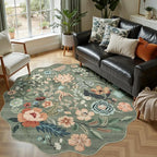 DCX Vintage Floral Rug 6x6, Washable Sage Green Rug - Image 2