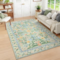 Wonnitar Washable Floral 6x9 Rug, Soft Green Area Rug Boho Non Slip Dining Room by Wonnitar