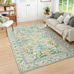 Wonnitar Washable Floral 6x9 Rug, Soft Green Area Rug Boho Non Slip Dining Room by Wonnitar