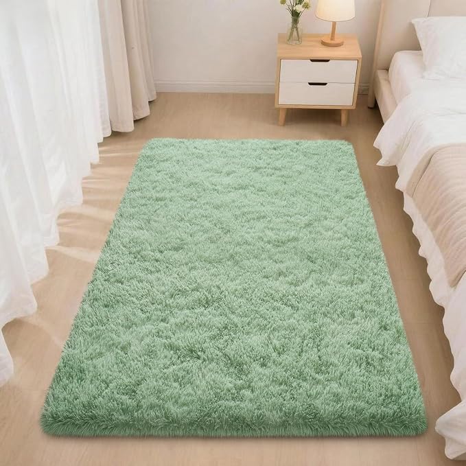 Mugorn Green Rugs for Bedroom, 2x3 Feet Fluffy Area Rugs for Living Room - Image 3