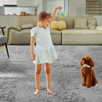 Ultra Soft Rug for Living Room, 8X10 Grey Fluffy Shag Area Rug for Bedroom - Image 4
