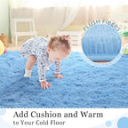 BENRON Light Blue Fluffy Rugs for Living Room Bedroom 4x6, Soft Plush Fuzzy - Image 4