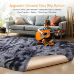 KICHOWUA Thick Area Rug Dark Grey Fluffy Shag 6x9 - Image 4