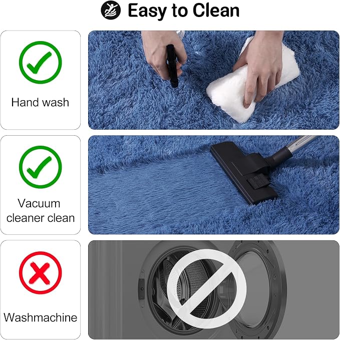 qulint Blue Rug for Living Room 5x7, Large Fluffy 5x7 Area Rug for Bedroom Soft - Image 4