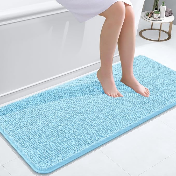 OLANLY Bathroom Runner Rugs 47x20, Soft Absorbent Chenille Bath Rugs, Rubber by OLANLY