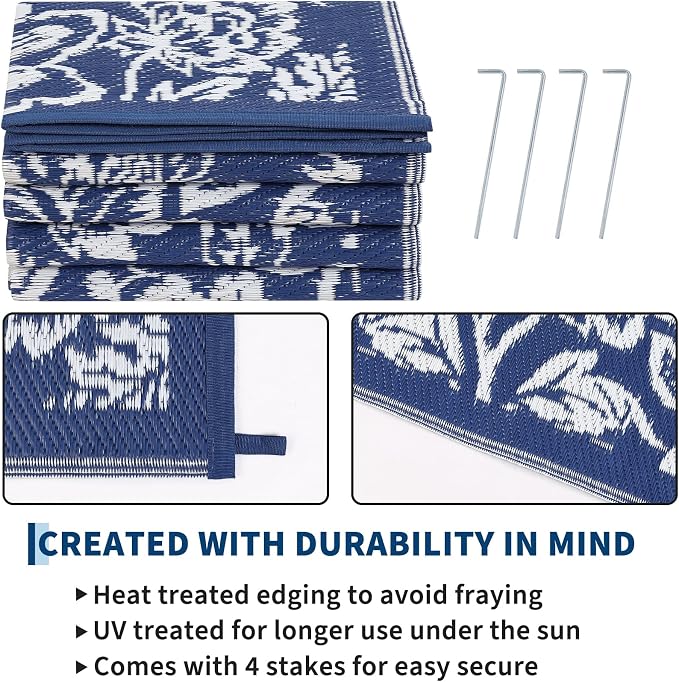 Garvee Outdoor Rugs 9' x 12’ Waterproof Reversible Mats, Large Area Plastic - Image 4