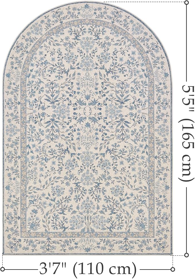jinchan Zenith Blue Floral Area Rug - Image 2