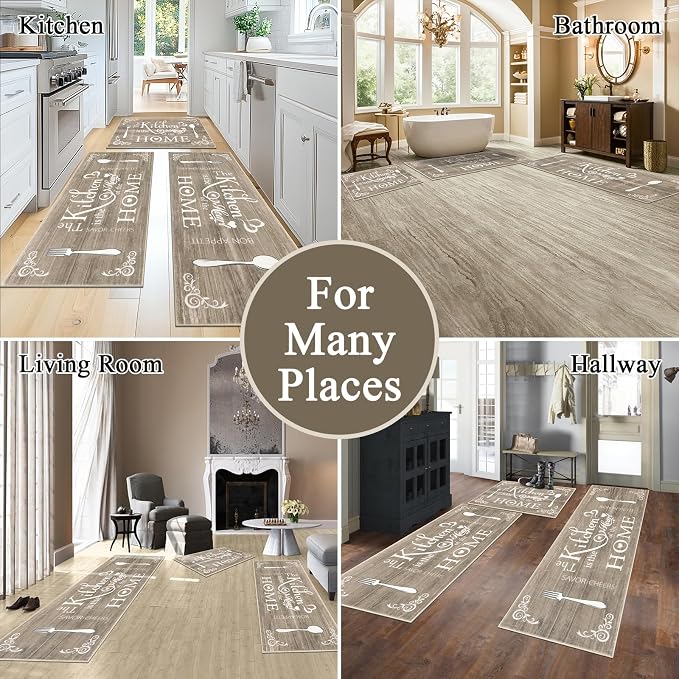 Vaukki Boho Kitchen Rug Sets 3 Pieces, Washable Kitchen Mats - Image 3