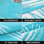 Pauwer Waterproof Outdoor Rug 5x8, Reversible Plastic Straw Patio Camping Rug - Image 3