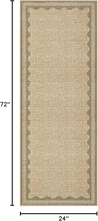 GarveeHome 2x6 Runner Rug for Hallway Washable Kitchen Rugs Non Slip Solid Tan - Image 2