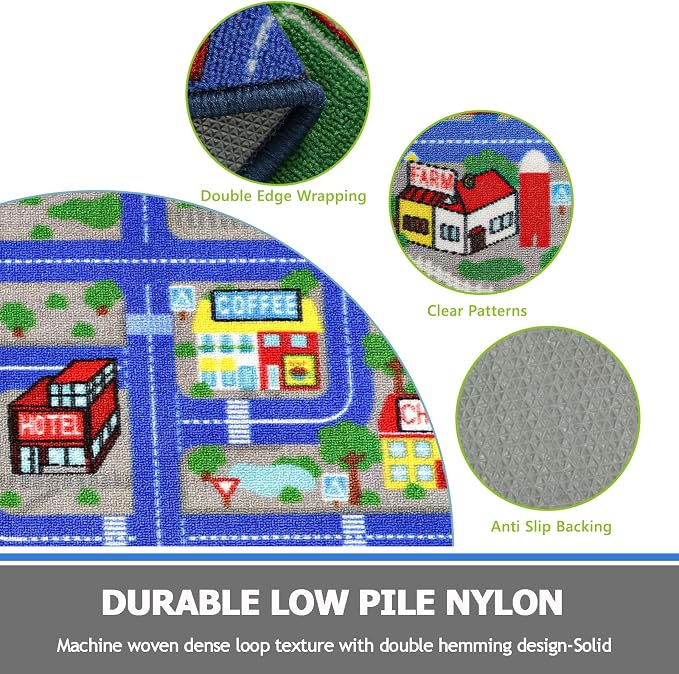 Capslpad Blue Car Road Kid Rug Carpet Playmat - Image 3