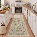 Unirea 2.6x8 Beige Cat Runner Rug, Washable Non Slip Botanical Rug by UNIREA