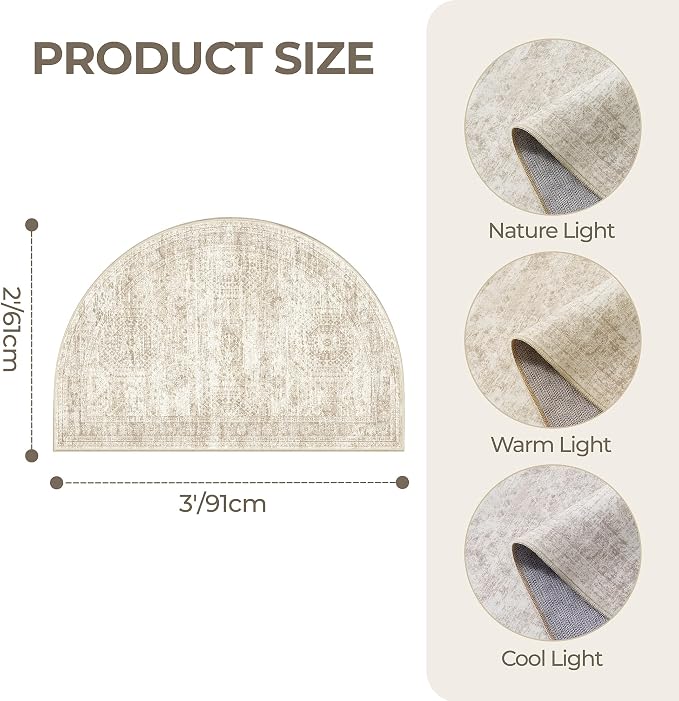 2x3 Half Circle Rug for Entryway, Washable Half Round Rugs - Image 2