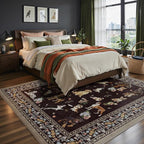Black Dogs Area Rugs 9x12 Living Room Washable Rug Non Slip Floral Low Pile - Image 5
