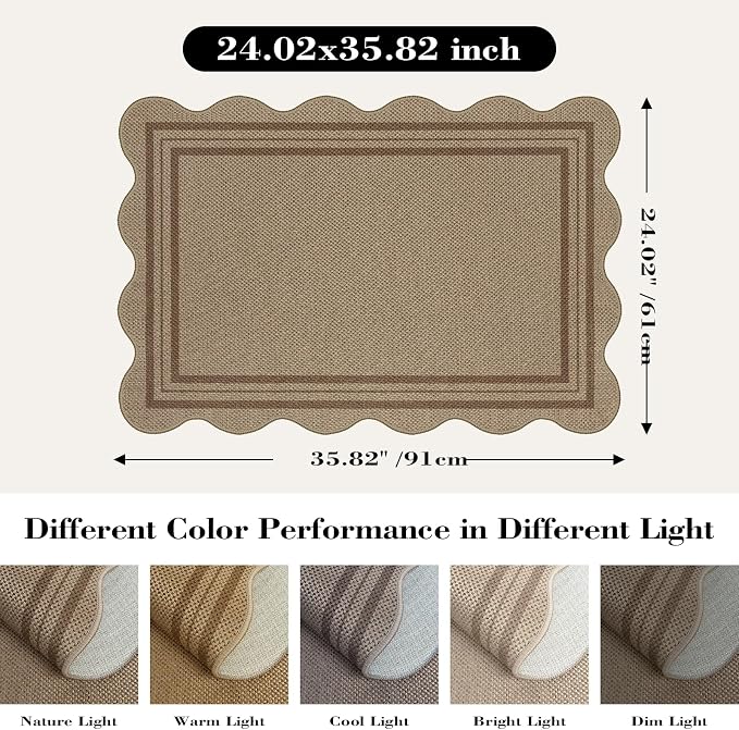Easy Jute Outdoor Mats for Front Door, 2x3 Small Washable Kitchen Rugs - Image 2