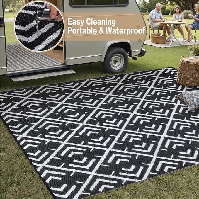 HUGEAR RV Outdoor Rug Waterproof Mat Outdoor Rugs 6'x9' - Image 5