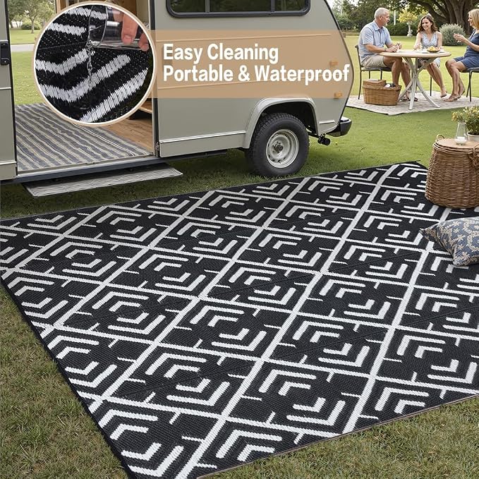 HUGEAR Outdoor Rug Mats, Large Waterproof Outdoor Area Rug, Reversible Portable - Image 5