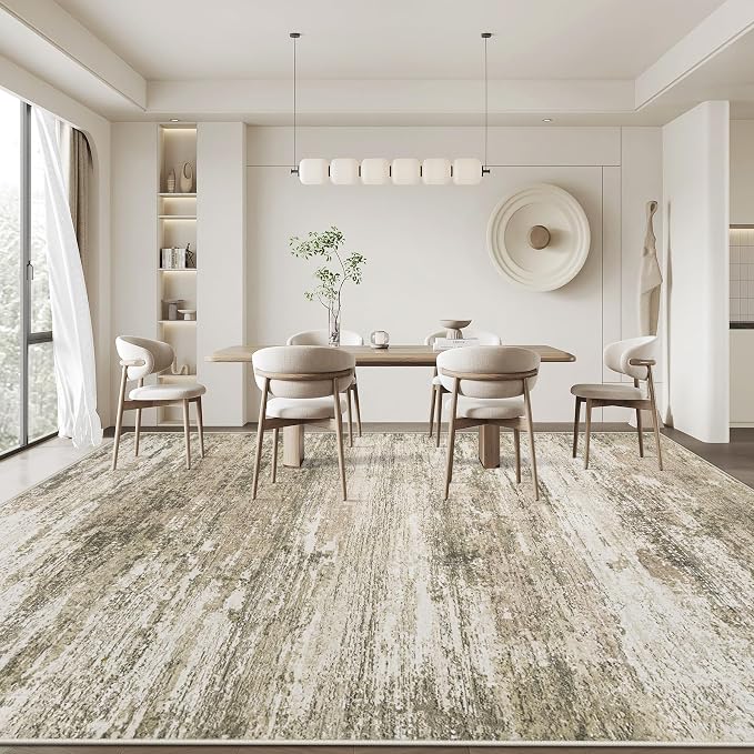 Washable Rug 9x12 Area Rugs for Living Room: Large Neutral Soft Rug Abstract - Image 7