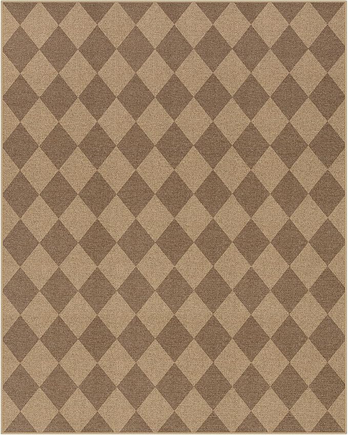 Lahome Colette Checkered Easy Jute Rug 8x10, Washable Rugs - Image 9