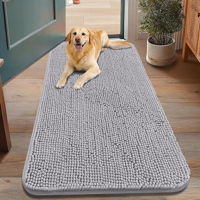 Smiry Dog Door Mat for Muddy Paws 48x30, Absorbent Dirt Trapper, Non-Slip by Smiry