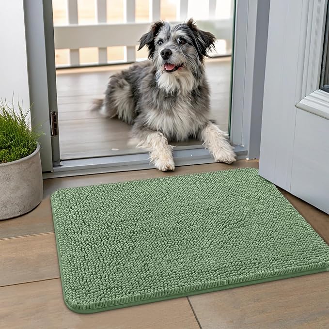 Smiry Dog Door Mat for Muddy Paws 24x16, Absorbent Dirt Trapper, Non-Slip by Smiry