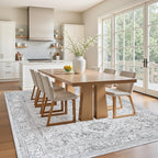 5x7 Area Rugs for Bedroom:Gray Washable Vintage Medallion Rug Non-Slip Soft Low - Image 4