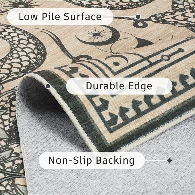DCX Washable 6x9 Snake Rug, Soft Low Pile Carpet, Kid & Pet Friendly - Image 5