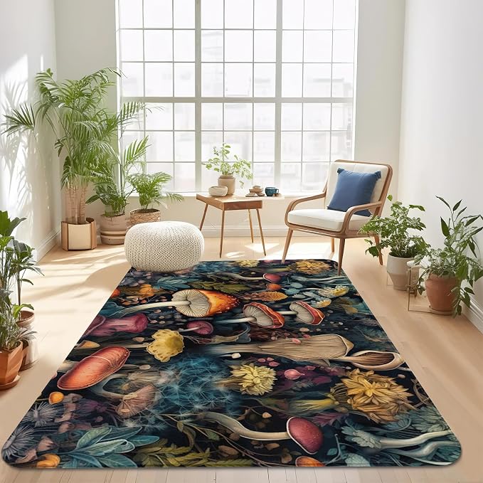 Area Rugs 5x7 Washable Rug Vintage Mushrooms Living Room Rug Soft Anti-Skid - Image 7