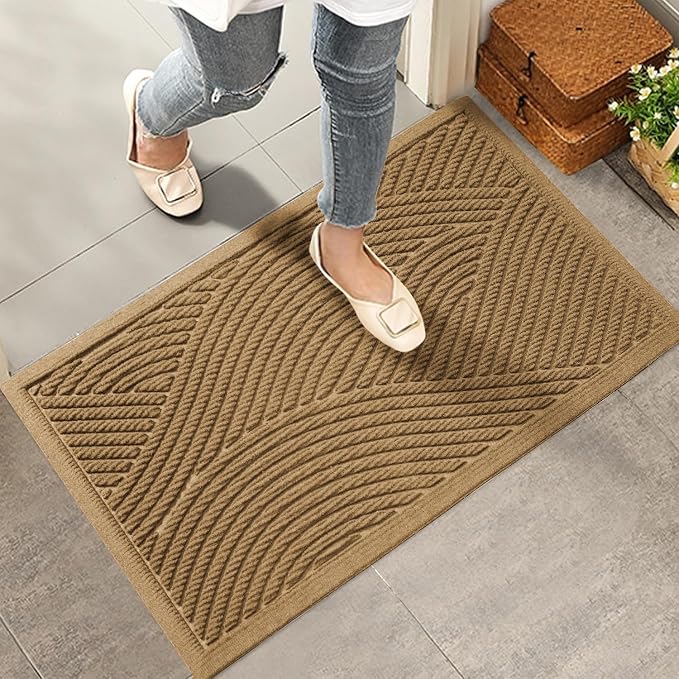HIYARD Sturdy Front Door Mat, Absorbent Muddy Dirt Resist Welcome Door Mats by HIYARD
