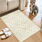 Entryway Rug 2X3 Small Rugs: Floral Washable Door Mat Vintage Soft Low Pile - Image 2