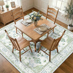 RELEANY Area Rugs Square 8ft Washable Non-Slip, Floral Vintage Distress - Image 2