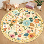 RELEANY Floral 4ft Area Rugs Washable Print Boho Cute Carpet Non Slip Flower by RELEANY