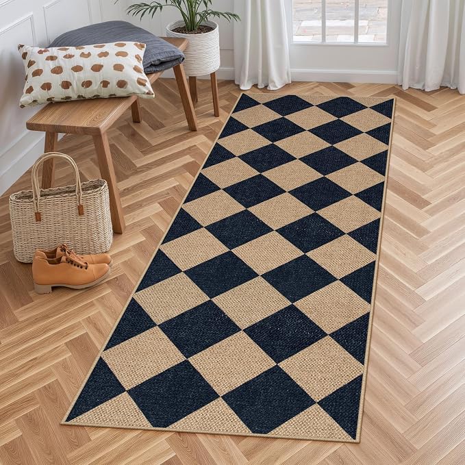 Lahome Checkered Easy Jute Non Slip Runner Rug, 2x6 Kitchen Runner Rug Washable - Image 8