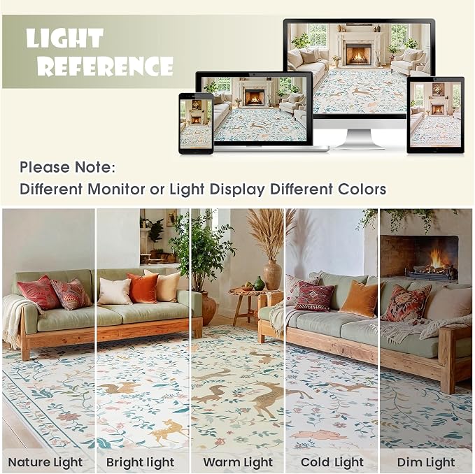Runner Rug Washable Runners Kitchen Rugs Non Slip Neutral Floral Carpet Low Pile - Image 7